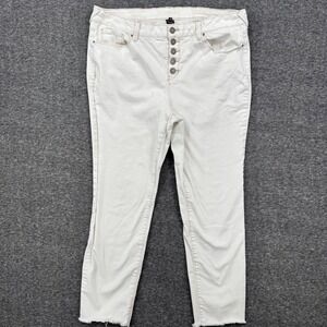 Soundstyle Jamie Ankle Skinny Jeans Womens 16 Cream Button Fly Raw Hem Stretch